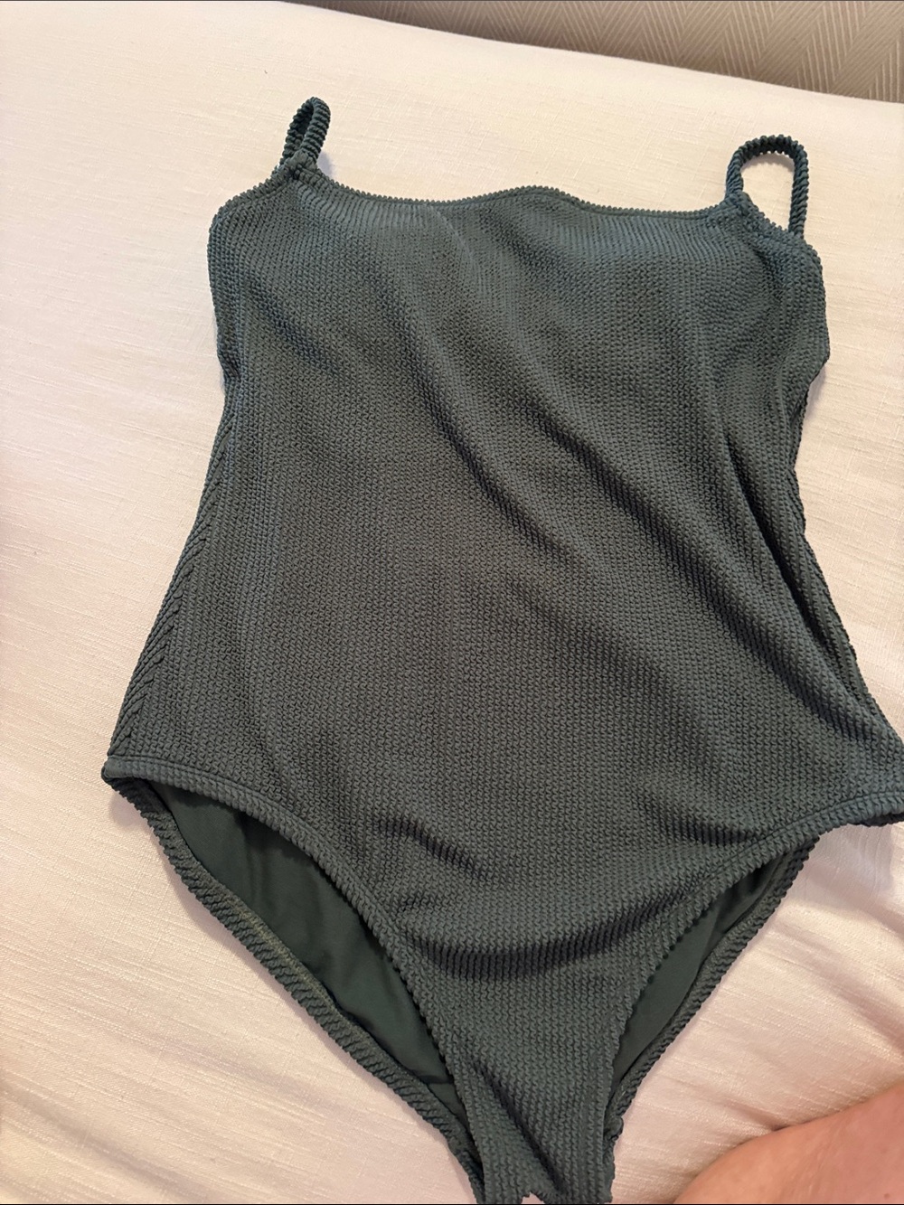 Kona Sol Dark Green Textured Kids One-Piece Swimsuit